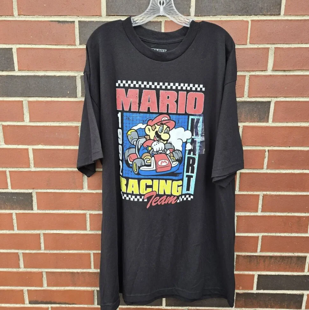 Mario Kart 1992 Racing Team Graphic T-Shirt – Black, 2XLT